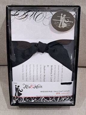 Studio His & Hers 25 Wedding Invitations, Ribbon And Reply Cards W/ Envelopes